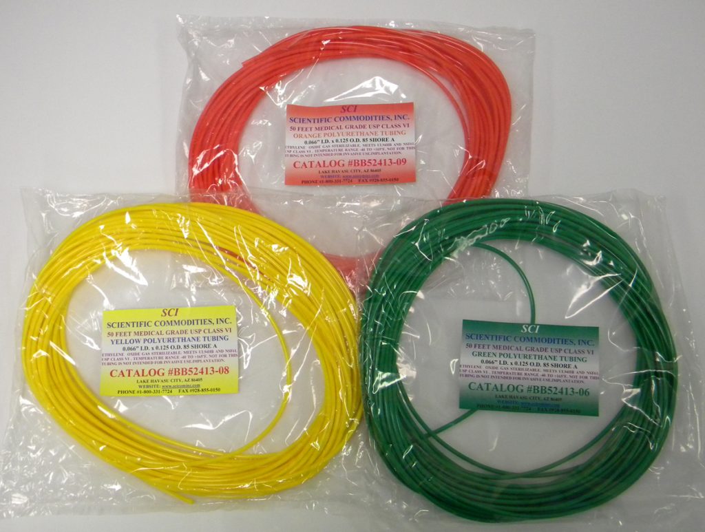 MEDICAL GRADE COLORED POLYURETHANE TUBING (Cat. BB52413150' Roll